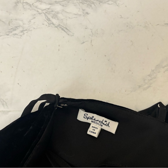 Splendid Dress Womens Black Sz M Spaghetti Strap Strappy Velour Velvet​ - Picture 8 of 9